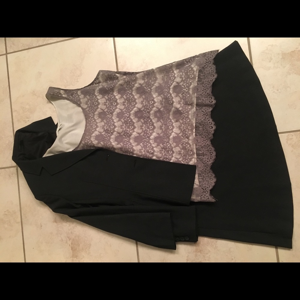 Express charcoal gray skirt and jacket suit